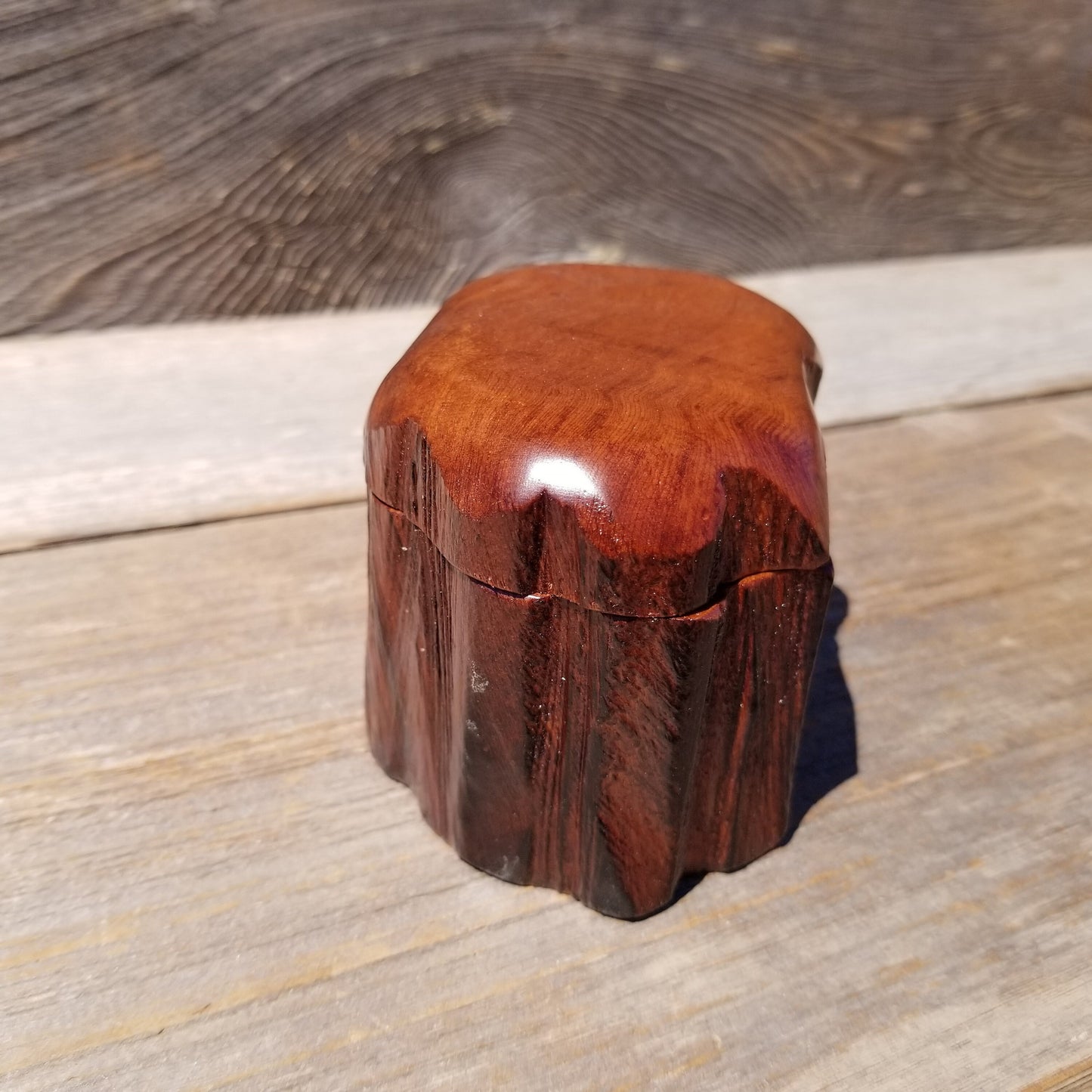 Wood Ring Box Redwood Rustic Handmade California #629 Storage Live Edge Mini Birthday Gift Christmas Gift Mother's Day Gift