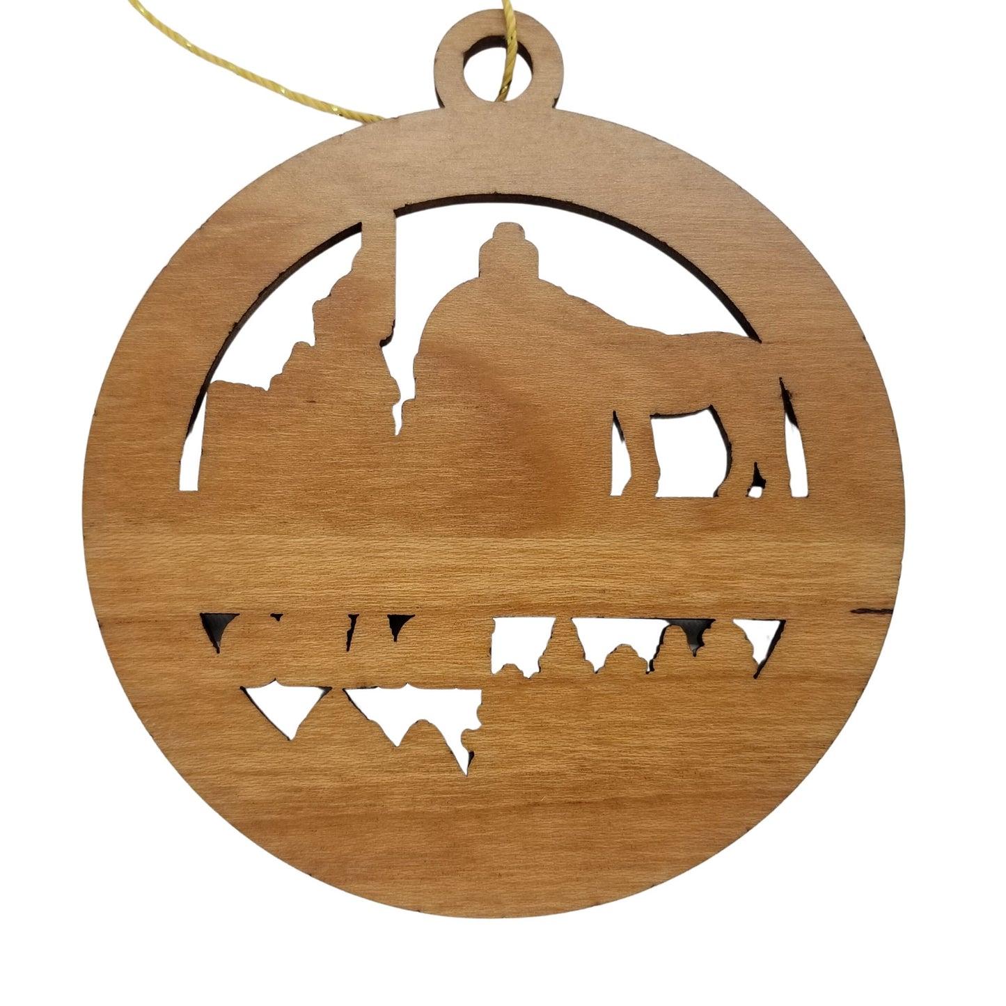 Idaho Wood Ornament - ID  Souvenir - Handmade Wood Ornament Made in USA State Shape Potatoes Fish Mountains Trees Cuthroat Trout