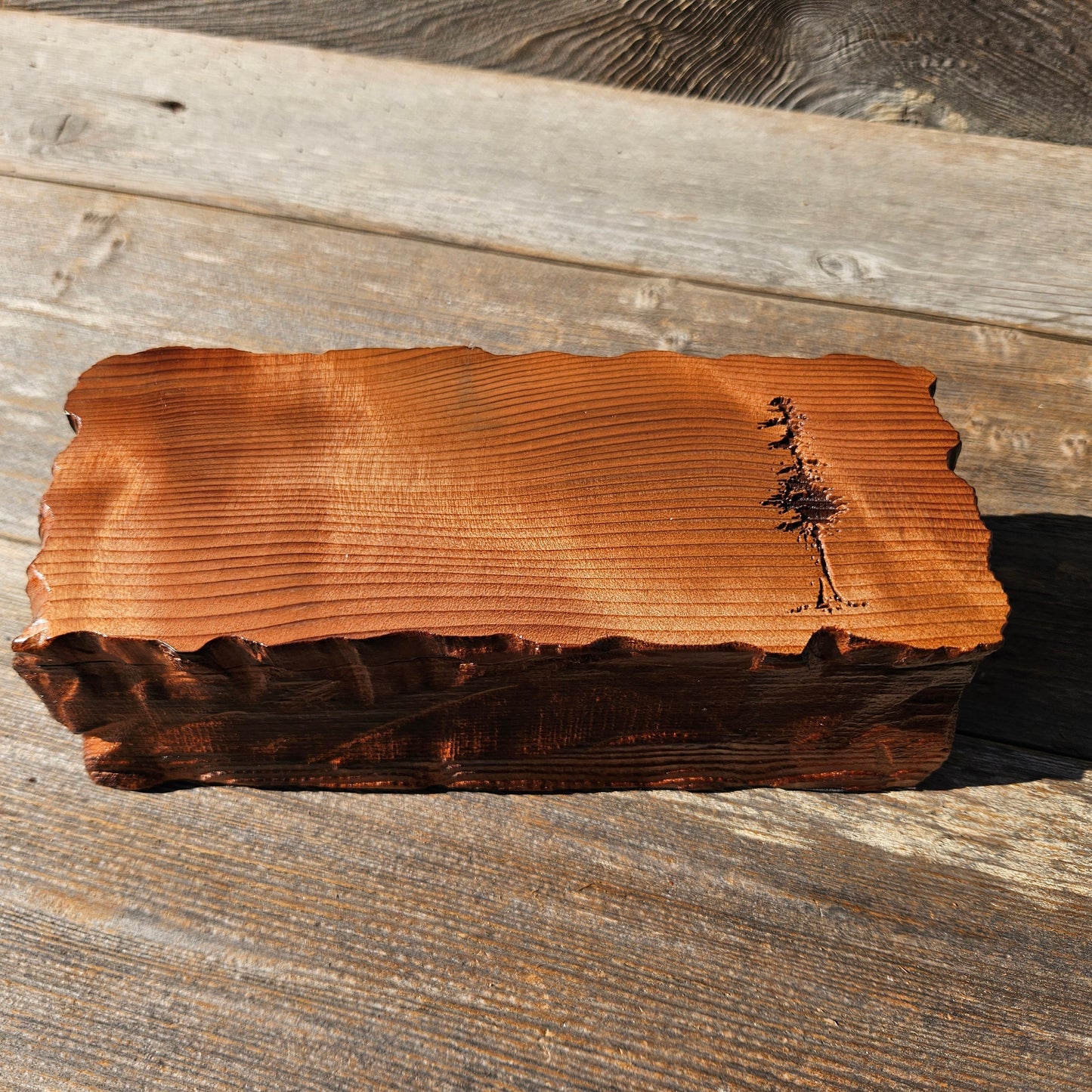 Wood Valet Box Curly Redwood Tree Engraved Rustic Handmade CA Storage #603 Handcrafted Christmas Gift Engagement Gift for Men Jewelry