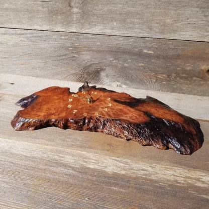 Wood Wall Clock Redwood Clock Handmade Wall Hanging Rustic Wedding Gift Burl Live Edge #558 Anniversary Small