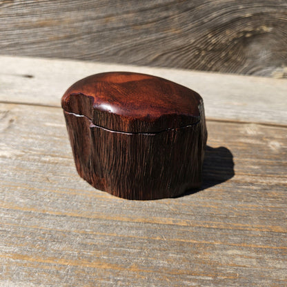 Wood Ring Box Redwood Rustic Handmade California #680 Storage Live Edge Gift