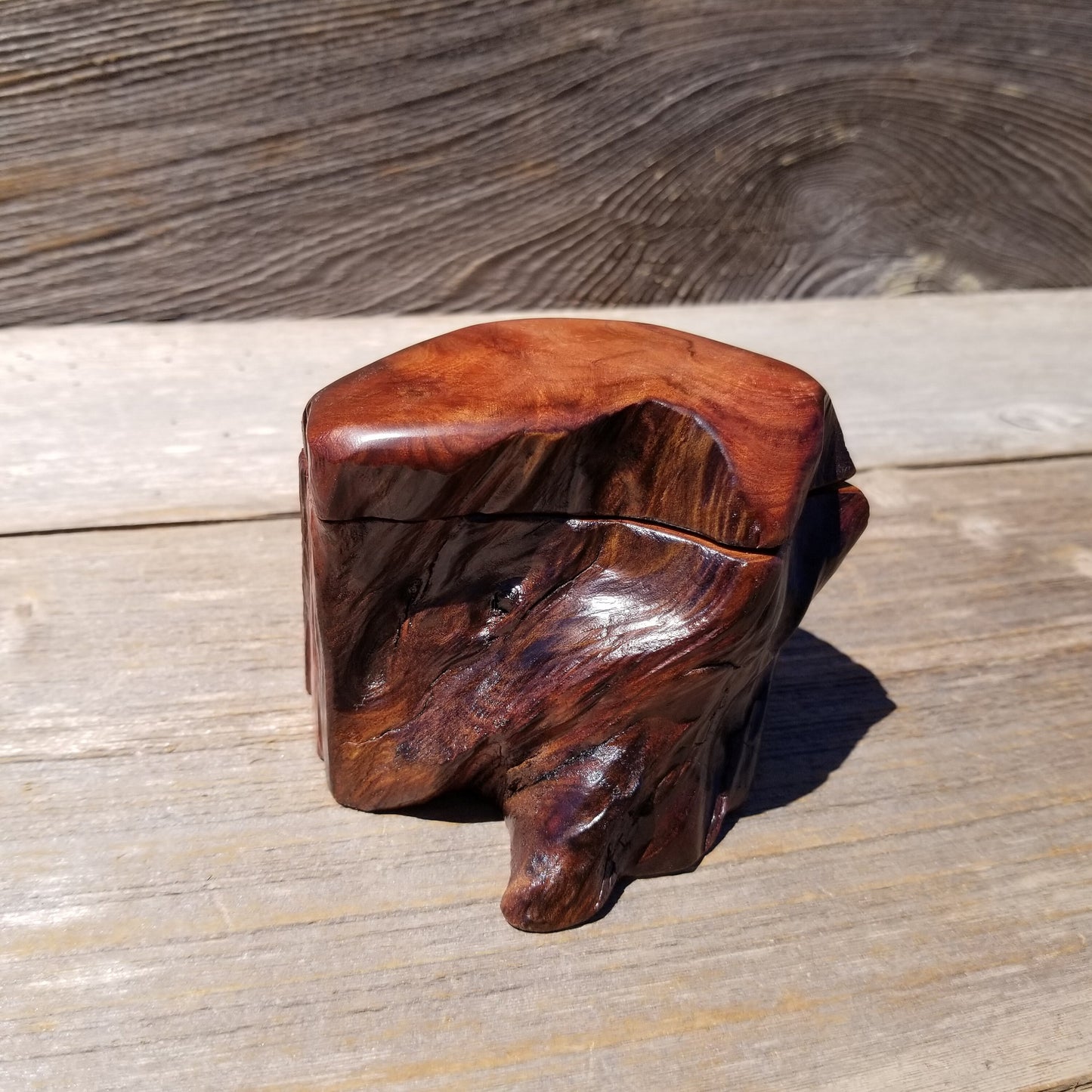 Wood Ring Box Redwood Rustic Handmade California #633 Storage Live Edge Mini Birthday Gift Christmas Gift Mother's Day Gift