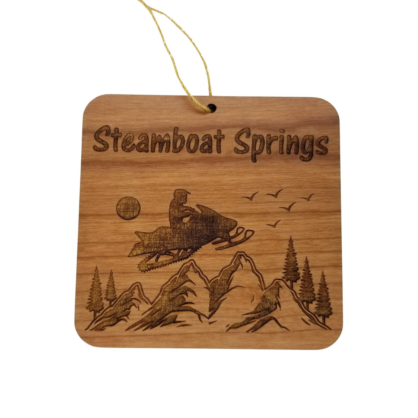 Steamboat Springs Colorado Snowmobile Mountains Ornament Handmade Wood Ornament Souvenir Christmas Snowmobiling