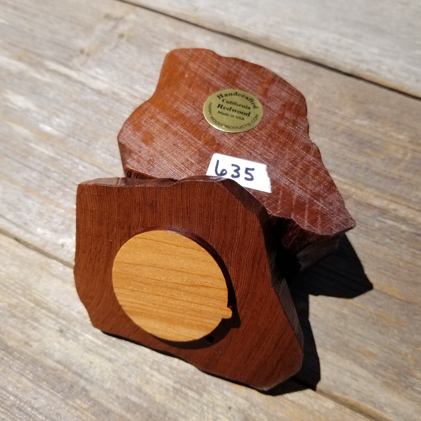 Wood Ring Box Redwood Rustic Handmade California Storage Live Edge Mini #635 Birthday Gift Christmas Gift Mother's Day Gift