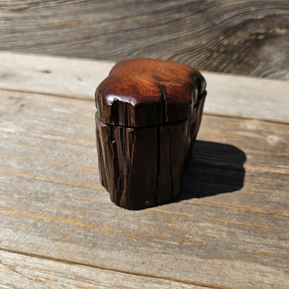 Wood Ring Box Redwood Rustic Handmade California #674 Storage Live Edge Gift