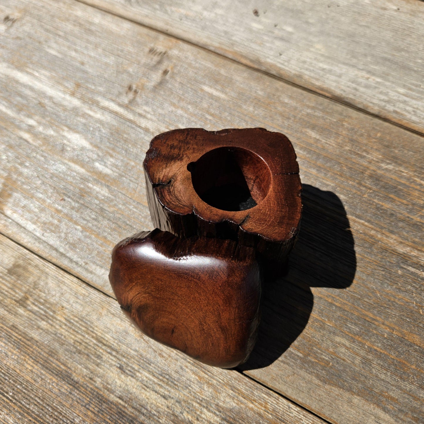 Wood Ring Box Redwood Rustic Handmade California #674 Storage Live Edge Gift