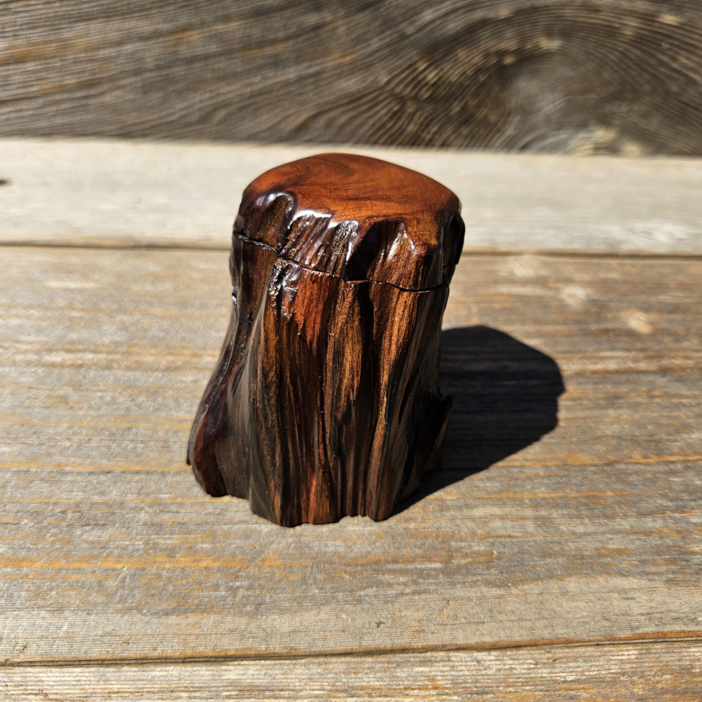 Wood Ring Box Redwood Rustic Handmade California #678 Storage Live Edge Gift