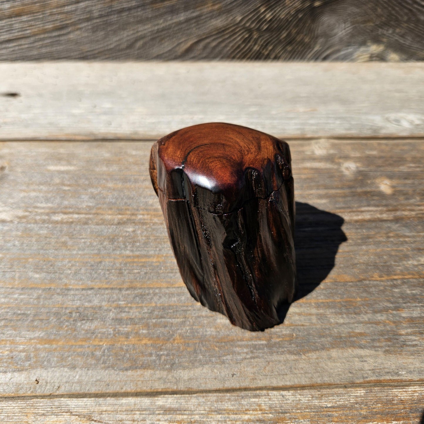 Wood Ring Box Redwood Rustic Handmade California #678 Storage Live Edge Gift