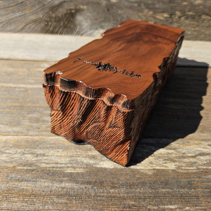 Handmade Wood Box with Redwood Tree Engraved Rustic Handmade #613 California Redwood Jewelry Box Storage Box