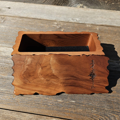 Handmade Wood Box with Redwood Tree Engraved Rustic Handmade #613 California Redwood Jewelry Box Storage Box
