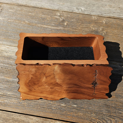 Handmade Wood Box with Redwood Tree Engraved Rustic Handmade #613 California Redwood Jewelry Box Storage Box
