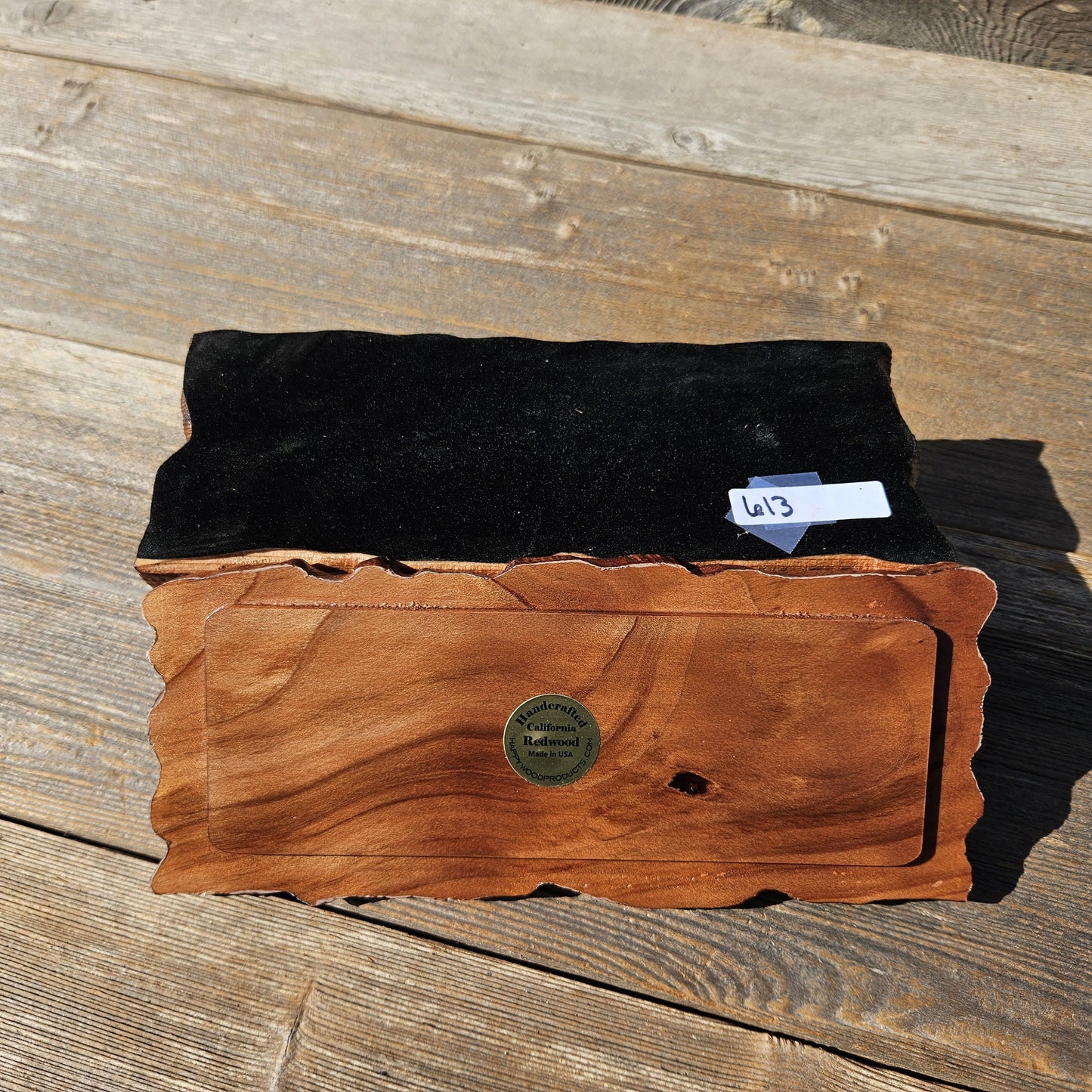 Handmade Wood Box with Redwood Tree Engraved Rustic Handmade #613 California Redwood Jewelry Box Storage Box