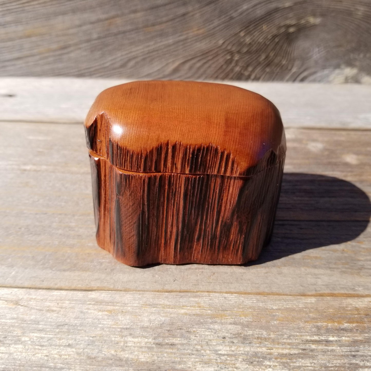 Wood Ring Box Redwood Rustic Handmade California #532 Storage Live Edge Mini Birthday Gift Christmas Gift Mother's Day Gift