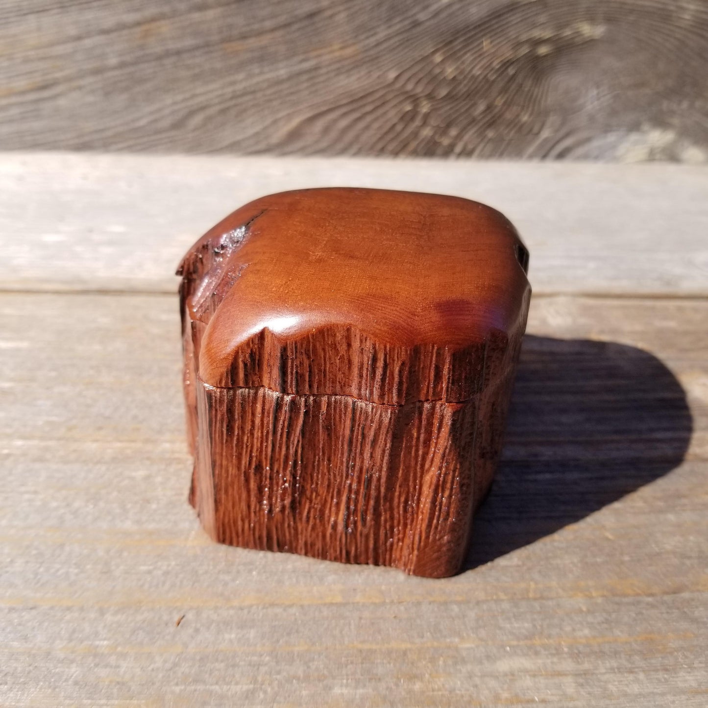 Wood Ring Box Redwood Rustic Handmade California #536 Storage Live Edge Mini Birthday Gift Christmas Gift Mother's Day Gift