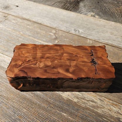 Handmade Wood Box with Redwood Tree Engraved Rustic Handmade #611 California Redwood Jewelry Box Storage Box