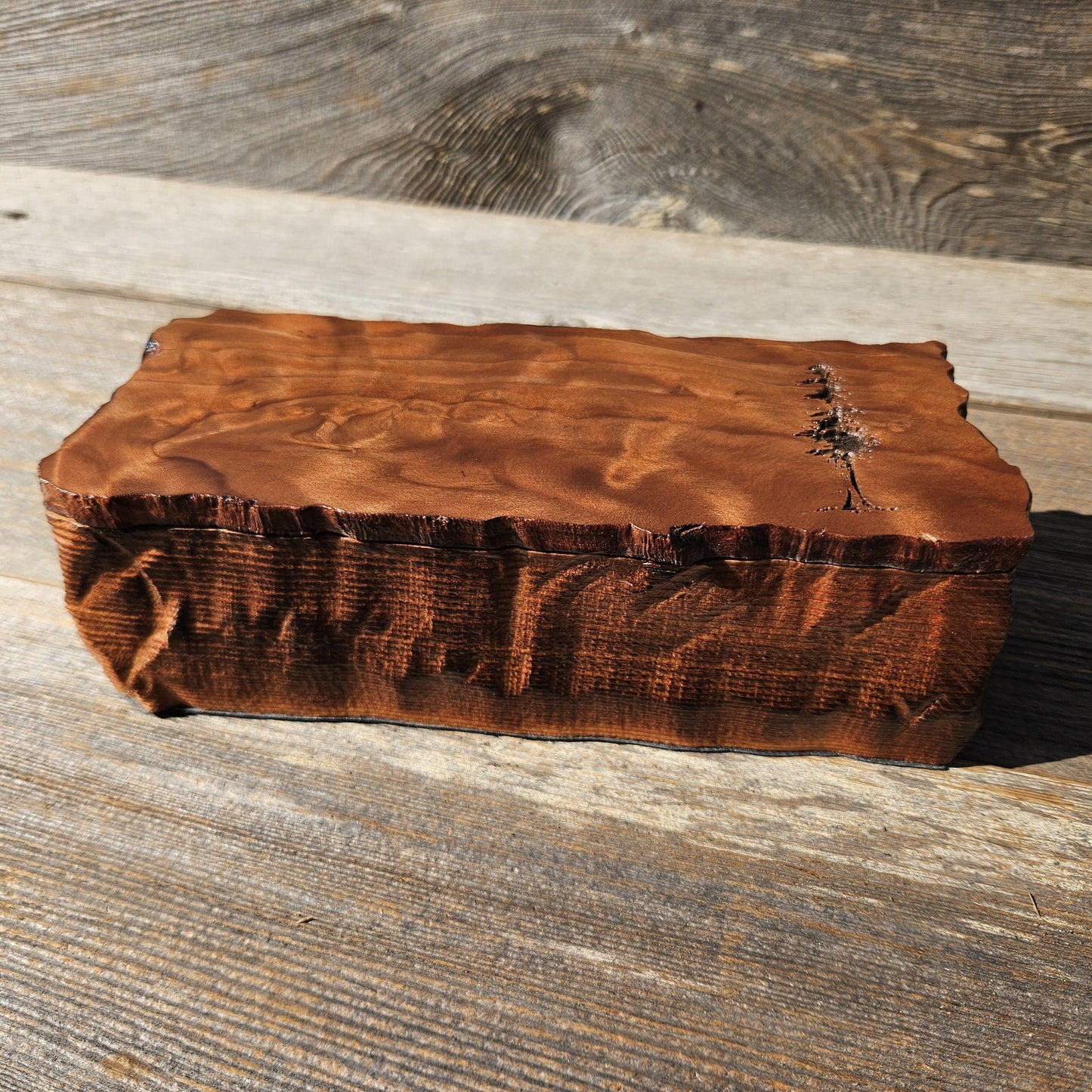 Handmade Wood Box with Redwood Tree Engraved Rustic Handmade #611 California Redwood Jewelry Box Storage Box