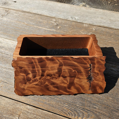 Handmade Wood Box with Redwood Tree Engraved Rustic Handmade #611 California Redwood Jewelry Box Storage Box