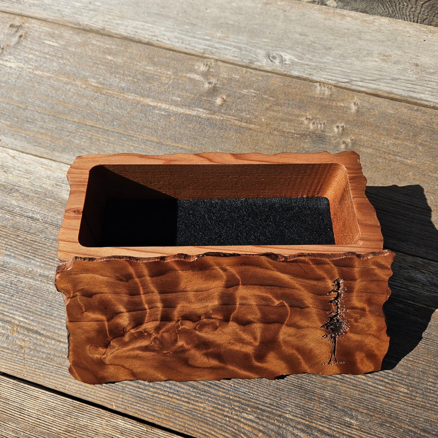 Handmade Wood Box with Redwood Tree Engraved Rustic Handmade #611 California Redwood Jewelry Box Storage Box