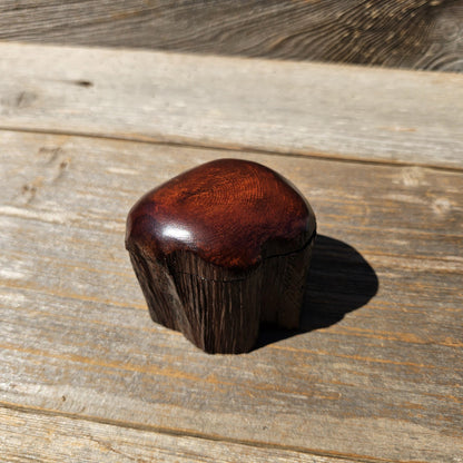 Wood Ring Box Redwood Rustic Handmade California #677 Storage Live Edge Gift