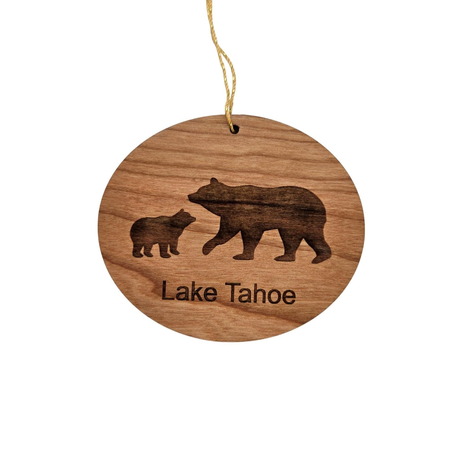 Lake Tahoe Ornament California Bear and Cub Handmade Wood Ornament Souvenir Christmas