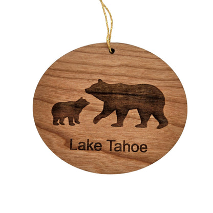 Lake Tahoe Ornament California Bear and Cub Handmade Wood Ornament Souvenir Christmas