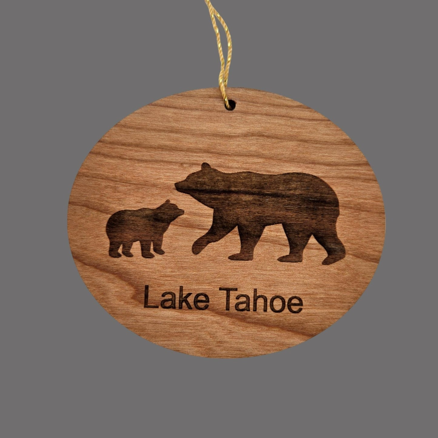 Lake Tahoe Ornament California Bear and Cub Handmade Wood Ornament Souvenir Christmas