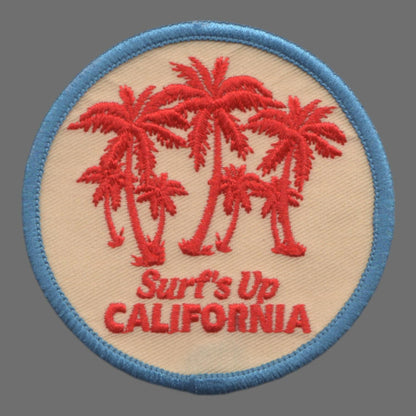 California Patch – Surfs Up Surfing Palm Trees – Iron On Souvenir Travel Patch – CA Embellishment or Applique 3″