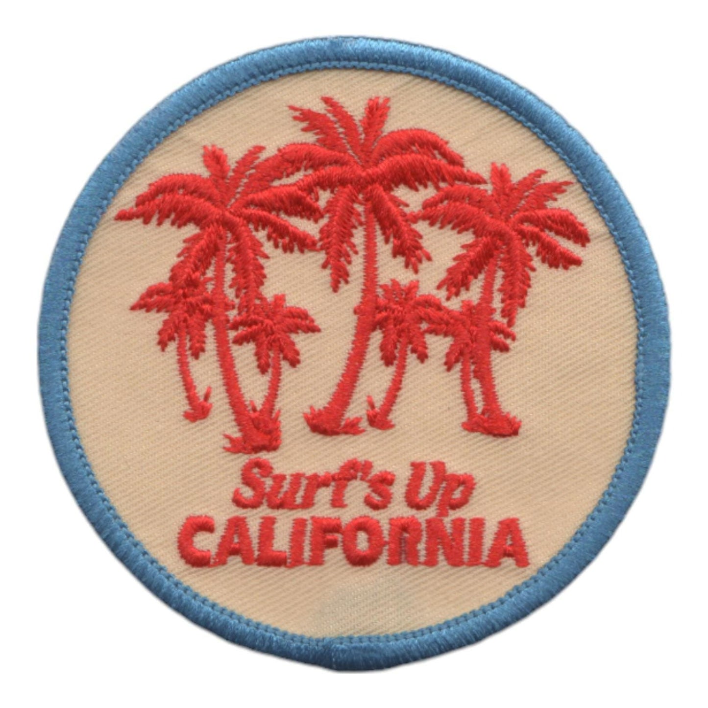 California Patch – Surfs Up Surfing Palm Trees – Iron On Souvenir Travel Patch – CA Embellishment or Applique 3″