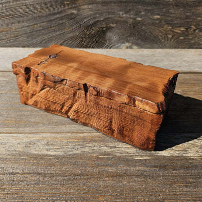 Handmade Wood Box with Redwood Tree Engraved Rustic Handmade Curly Wood #606 California Redwood Jewelry Box Storage Box