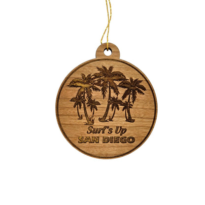 San Diego Surfs Up Palm Trees Christmas Ornament Made in USA San Diego Souvenir CA