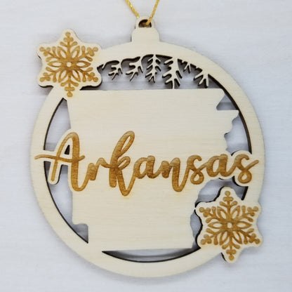 Wholesale Arkansas Ornament - State Shape with Snowflakes Cutout AR Souvenir