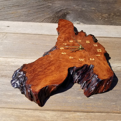 Wood Wall Clock Redwood Clock Handmade Wall Hanging Rustic Wedding Gift Burl Live Edge #430 Anniversary Small