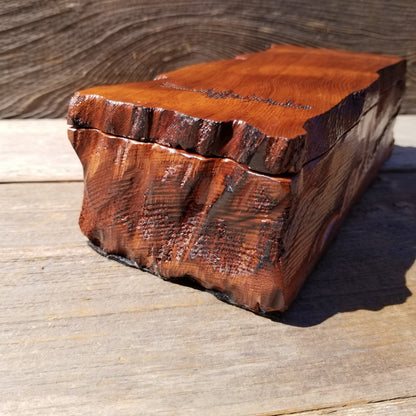 Handmade Wood Box with Redwood Tree Engraved Rustic Handmade Curly Wood #494 California Redwood Jewelry Box Storage Box