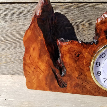 Wood Clock Desk Office Mantel Redwood Burl #569 Handmade in USA Gift for Him - Gift for Her - Unique Christmas Gift