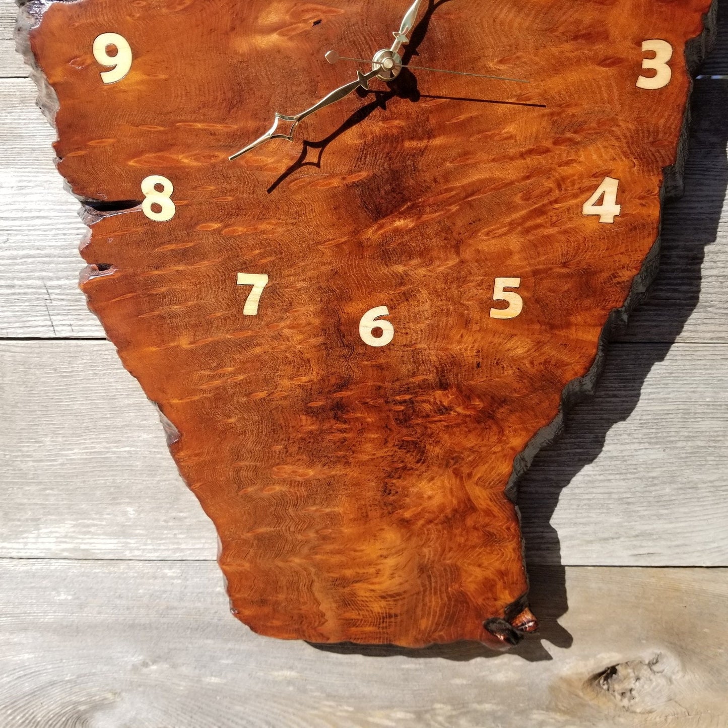 Wood Wall Clock Redwood Burl Handmade Rustic Slab #490 Anniversary Gift Birthday Gift Christmas Gift Wood Wall Art LG Clock