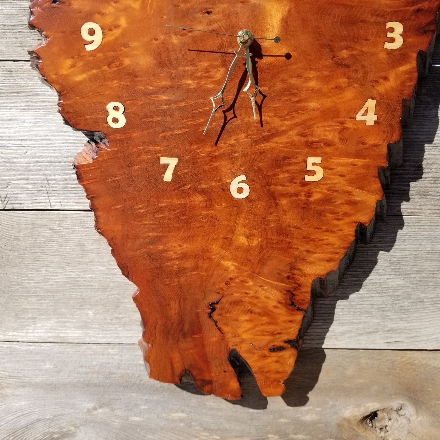 Wood Wall Clock Redwood Burl Hanging Art Rustic Slab #491 Anniversary Gift One of a Kind Unique Gift Handmade LG