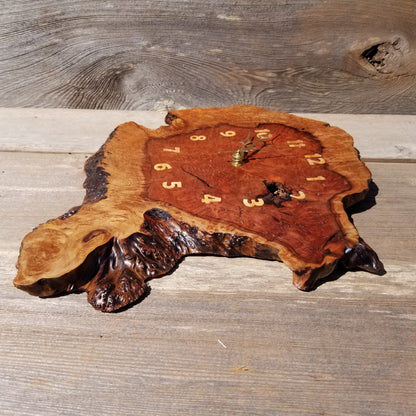 Wood Wall Clock Redwood Clock Handmade Wall Hanging Rustic Wedding Gift Burl Live Edge #355 Anniversary Mini 2 Tone