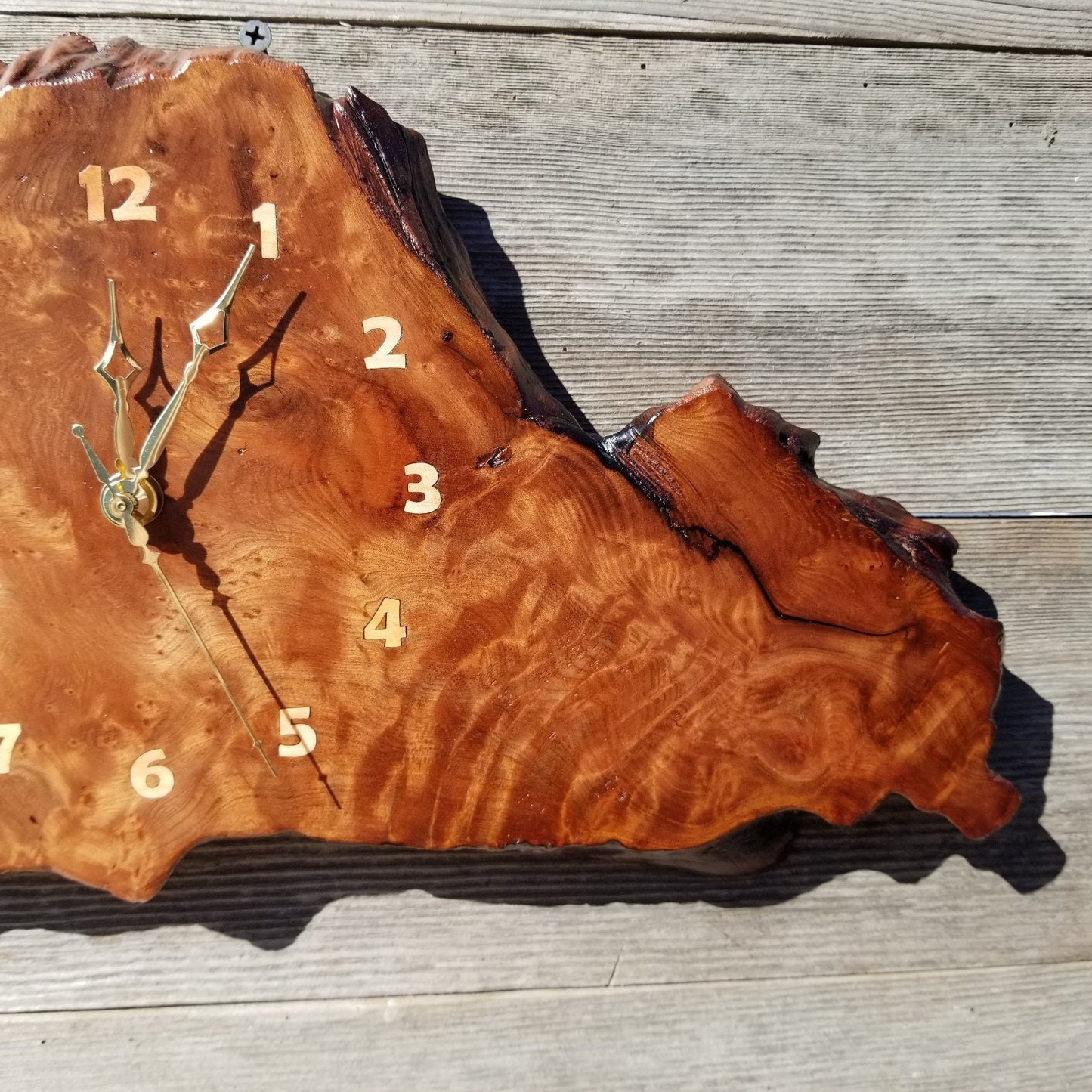 Wood Clock Wall Hanging Redwood Handmade Burl #552 Realtor Gift Redwood Burl Wall Clock Small