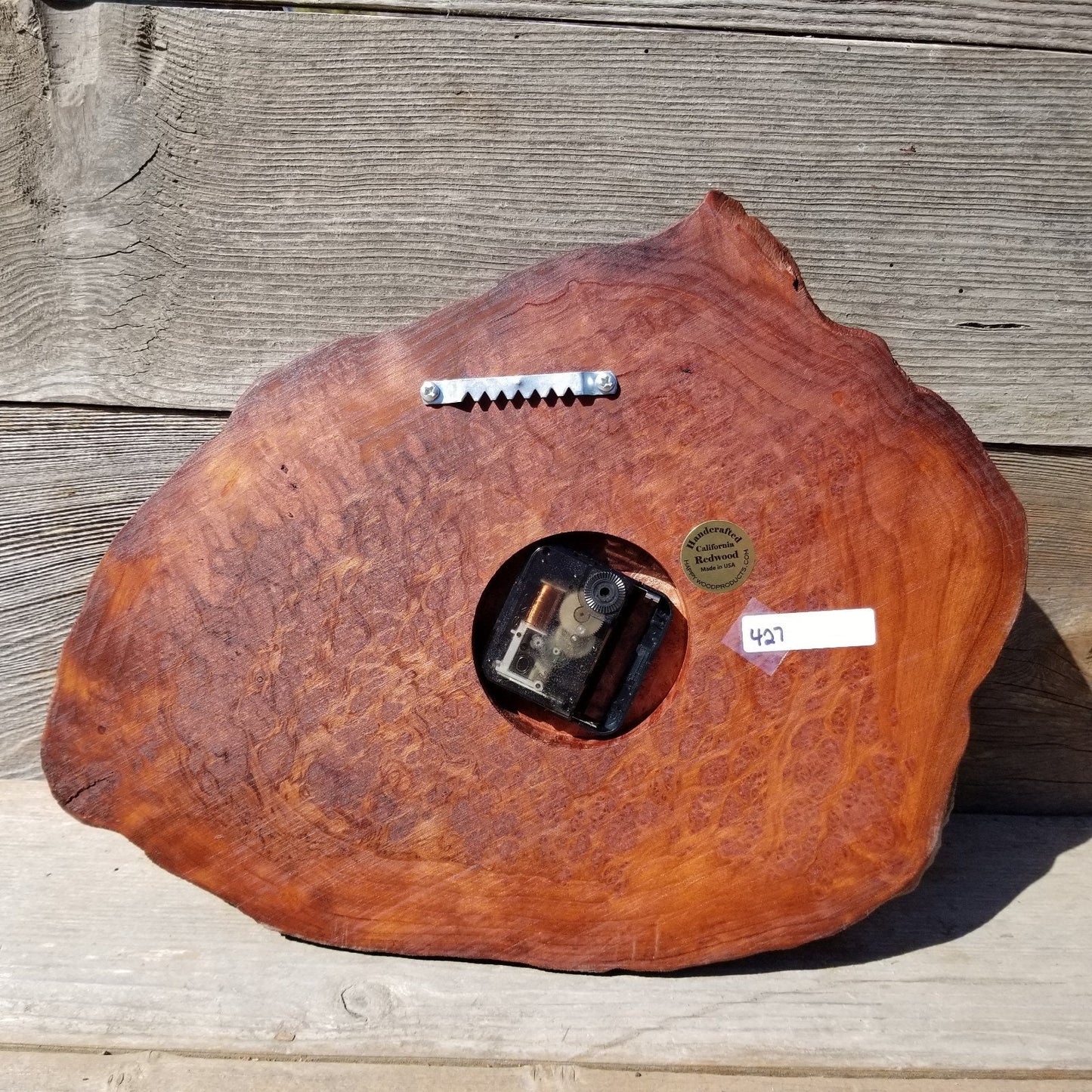 Wood Wall Clock Redwood Burl Hanging Rustic Anniversary Gift One of a Kind Unique Gift #427 Handmade Mini