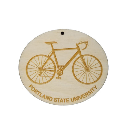 Portland State University Wood Ornament - PSU Mens Bike or Bicycle - Handmade Wood Ornament Made in USA Christmas Decor CSU