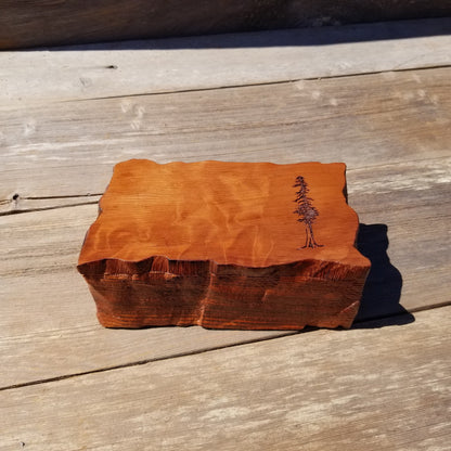 Wood Jewelry Box Redwood Tree Engraved Rustic Handmade Curly Wood #398 Mens Valet Christmas Gift 5th Anniversary