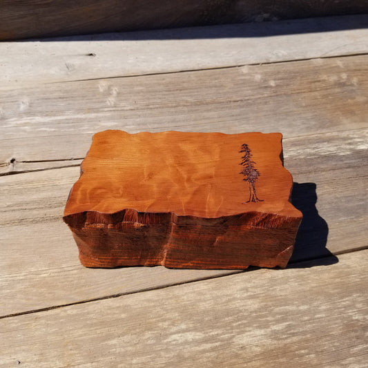 Wood Jewelry Box Redwood Tree Engraved Rustic Handmade Curly Wood #398 Mens Valet Christmas Gift 5th Anniversary