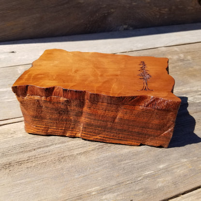 Wood Jewelry Box Redwood Tree Engraved Rustic Handmade Curly Wood #398 Mens Valet Christmas Gift 5th Anniversary