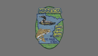 Minnesota Patch – State Travel Patch MN Souvenir Embellishment or Applique 3" Land of 10,000 Lakes St Paul Duck Fish