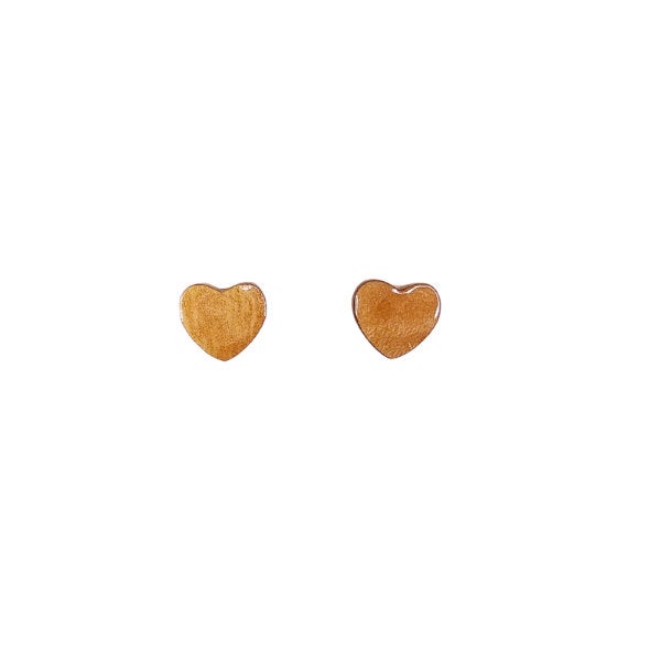 Heart Earrings - Wood Earrings - Myrtlewood Stud Earrings