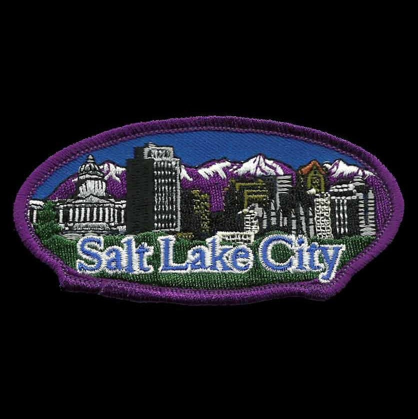 Salt Lake City Utah Patch – SLC UT Skyline – Travel Patch Iron On 4″