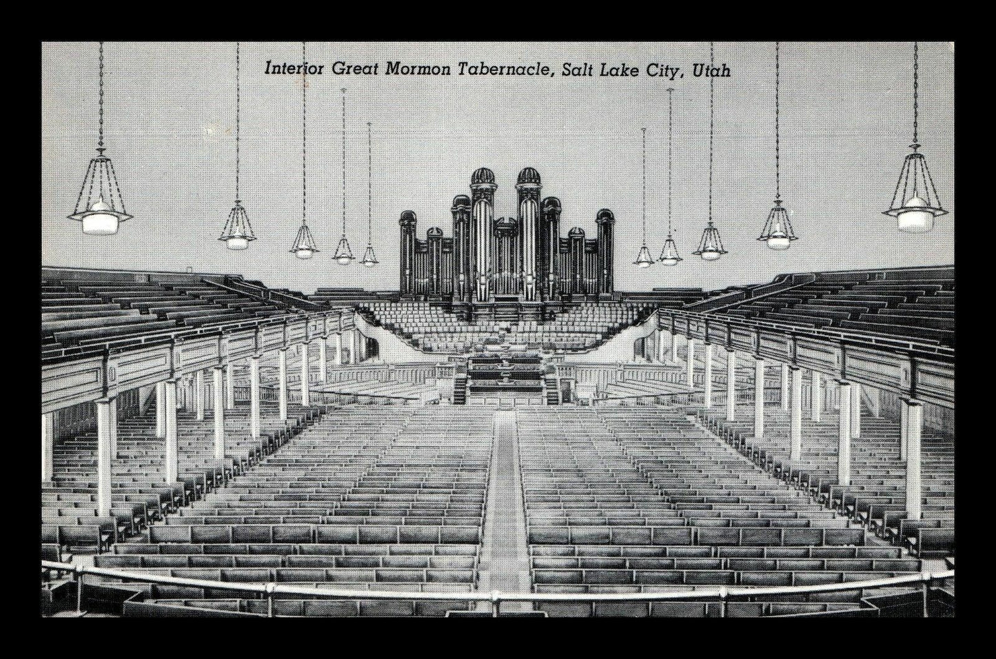 Vintage Postcard Interior Of Great Mormon Tabernacle Salt Lake City Utah A9