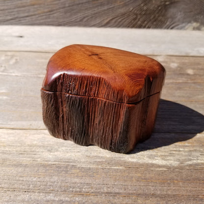 Wood Ring Box Redwood Rustic Handmade California Storage Live Edge Mini #522 Birthday Gift Christmas Gift Mother's Day Gift