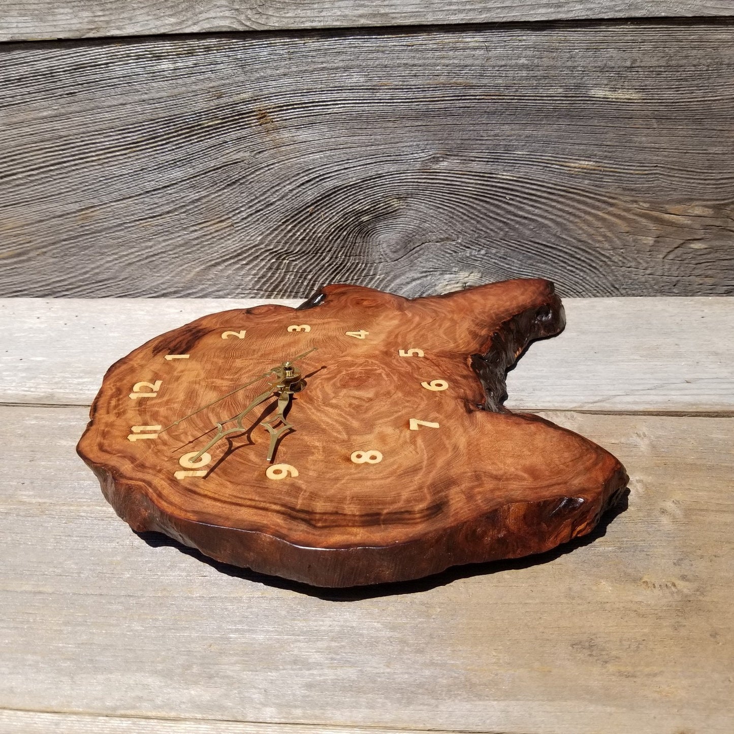 Redwood Clock Handmade Wall Hanging Rustic Burl Live Edge #487 Anniversary Gift Wedding Gift One Of a Kind Small Wall Clock