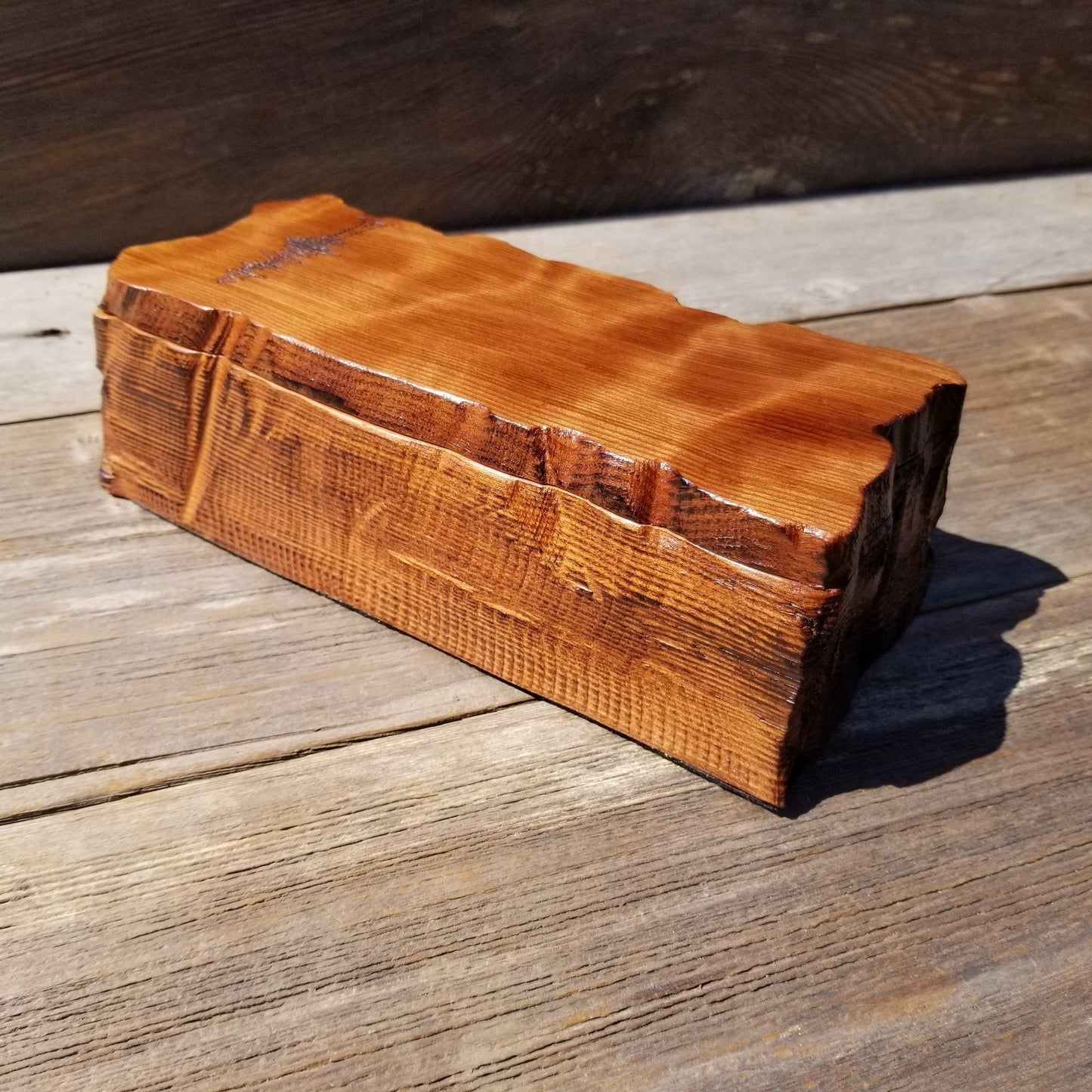 Wood Valet Box Curly Redwood Tree Engraved Rustic Handmade CA Storage #509 Handcrafted Christmas Gift Engagement Gift for Men Jewelry